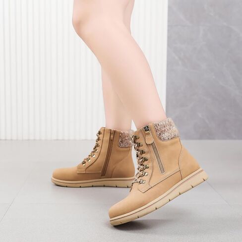 Luoika Women's Wide Width Ankle Boots, Flat Heel Side Zipper Lace Up Plus Size Short Booties. in Kuwait