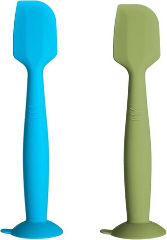 Baby Diaper Cream Spatula Soft Silicone Butt paste Applicator Diaper Cream Brush with Suction Cup Base 2 Pack (Green Blue) in Saudi Arabia