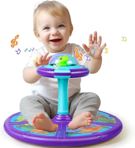 Dinosaur Sit and Spin Toys for Toddlers 2-4 with Flash Light and Music, 360° Spinning Seat Toy, Birthday Gift for Toddlers 1-3 in Kuwait