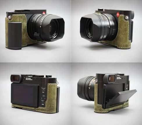 كاميرا LIM'S مصنوعة من الجلد الإيطالي الأصلي نصف حافظة بمقبض معدني لوحة متوافقة مصنوعة يدويًا من أجل Leica Q3 Q3 43 [أخضر زيتوني] in Kuwait