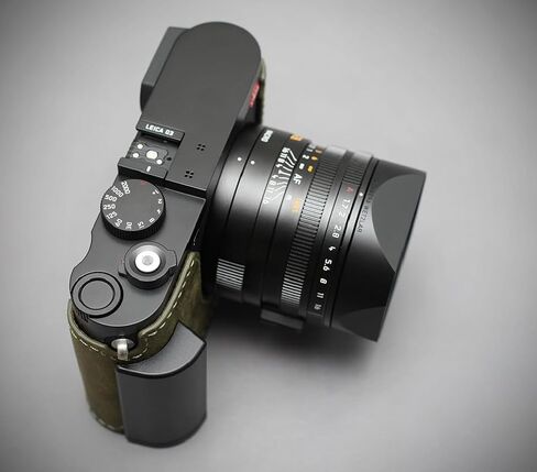 كاميرا LIM'S مصنوعة من الجلد الإيطالي الأصلي نصف حافظة بمقبض معدني لوحة متوافقة مصنوعة يدويًا من أجل Leica Q3 Q3 43 [أخضر زيتوني] in Kuwait