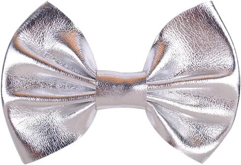 Baby Girls Hair Bow Clip Candy Color Bronzing Alligator Bow Hair Clip Hair Accessories for Little Girls Kids Toddlers ZFJ40 (Silver) in Saudi Arabia