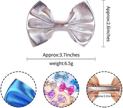Baby Girls Hair Bow Clip Candy Color Bronzing Alligator Bow Hair Clip Hair Accessories for Little Girls Kids Toddlers ZFJ40 (Silver) in Saudi Arabia