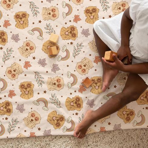 Fall Dogs Baby Blanket for Boy Girl Golden Retriever Boho Rainbow Leaves Flannel Soft Receiving Blankets Dogs Lovers Gift Bed Blanket Toddler Infant Newborn Nursery Crib Swaddle Blanket 30x40 in Saudi Arabia