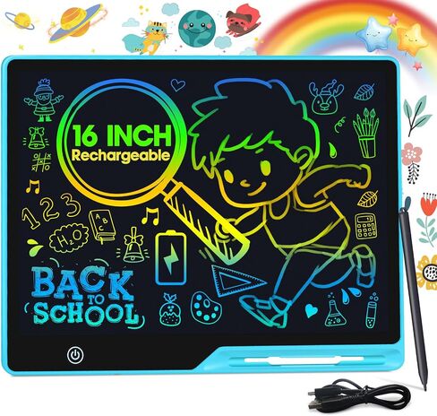 2 Pack LCD Writing Tablet for Kids, 16 Inch Rechargeable Erasable Doodle Board Colorful Toddler Drawing Tablet, Preschool Learning Toys Christmas Birthday Gift 3-7 Year Old Girls(Pink/Blue) in Saudi Arabia