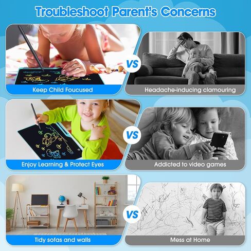 2 Pack LCD Writing Tablet for Kids, 16 Inch Rechargeable Erasable Doodle Board Colorful Toddler Drawing Tablet, Preschool Learning Toys Christmas Birthday Gift 3-7 Year Old Girls(Pink/Blue) in Saudi Arabia