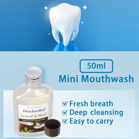 Travel Size Mouthwash Coconut & Peppermint Flavor - Classic Original No Alcohol Portable Refreshing Mouthwash, 50ml/1.69oz (20Pack) in Saudi Arabia