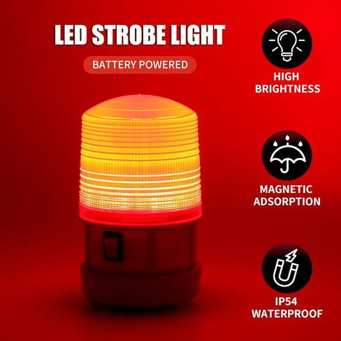 6" LED Warning Beacon, Battery Operated Emergency Strobe Light Magnetic Warning Safety Flashing Lamp for Vehicle Truck Tractor Golf Car Carts UTV (Blue) in Kuwait