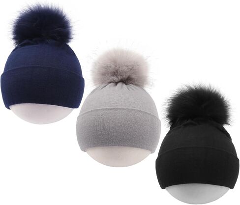 Newborn Cotton Hats 0-12 Months for Baby Boys Girls Soft Beanie Hat Infant POM Cotton Cap in Saudi Arabia