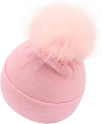 Newborn Cotton Hats 0-12 Months for Baby Boys Girls Soft Beanie Hat Infant POM Cotton Cap in Saudi Arabia
