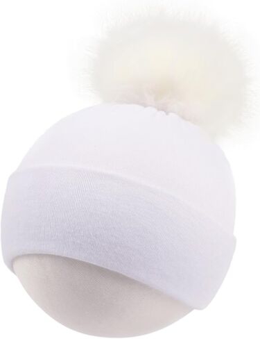 Newborn Cotton Hats 0-12 Months for Baby Boys Girls Soft Beanie Hat Infant POM Cotton Cap in Saudi Arabia