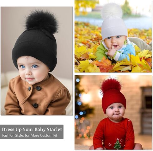 Newborn Cotton Hats 0-12 Months for Baby Boys Girls Soft Beanie Hat Infant POM Cotton Cap in Saudi Arabia