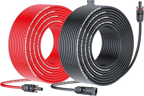 كابل تمديد شمسي 20 قدم 10AWG، سلك شمسي مع موصلات شمسية خالية من الأدوات، كابل تمديد لوحة شمسية مقاوم للماء 6 مم²، كابل PV 10 مقياس للألواح الشمسية RV للقوارب المنزلية (20 قدمًا) in Kuwait