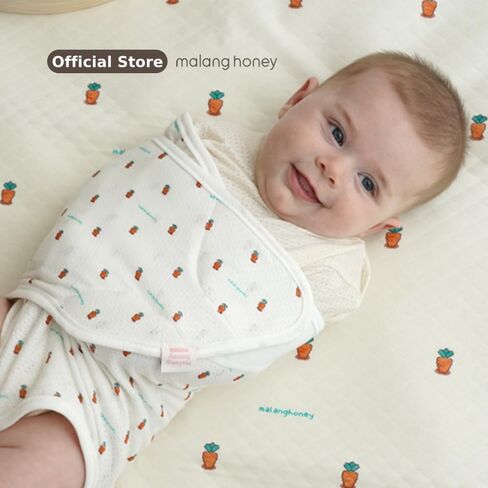 Malang Honey] 100% Organic Swaddle Strap (Suit Type) for Newborn Baby - Real Mesh (Spring, Summer, Autumn) Made in Korea (Green Onion Farm, S) in Saudi Arabia