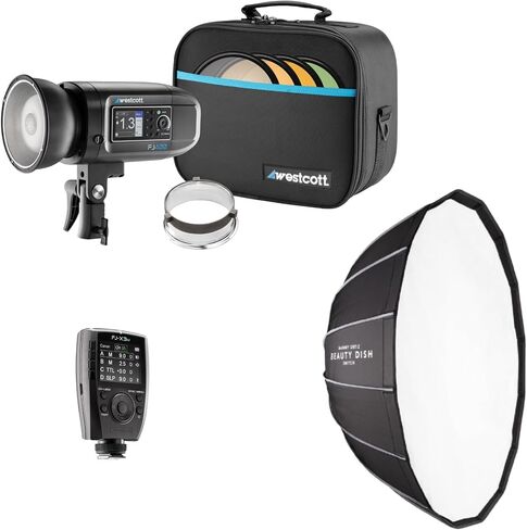 Westcott FJ400 400Ws Strobe with AC and DC Lithium Polymer Battery Bundle with Westcott Beauty Dish Switch (36-Inch, White Interior) and Westcott FJ-X3 M Universal Wireless Flash Trigger (3 Items) in Saudi Arabia