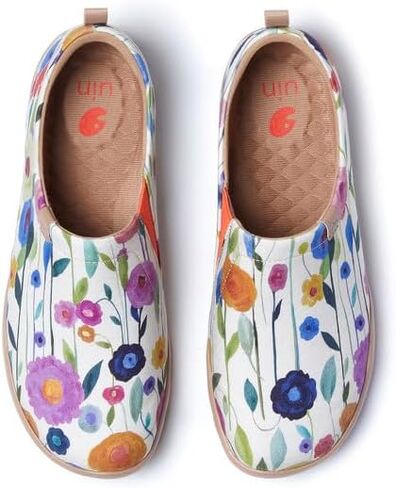 UIN Women's Slip On Art Travel Shoes Lightweight Sneaker Comfortable Walking Loafer Flat Toledo Ⅰ Blooming Scene in Saudi Arabia