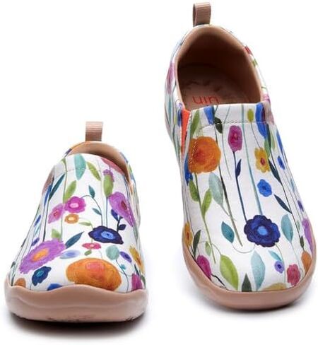 UIN Women's Slip On Art Travel Shoes Lightweight Sneaker Comfortable Walking Loafer Flat Toledo Ⅰ Blooming Scene in Saudi Arabia