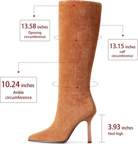 AOSPHIRAYLIAN Knee High Boots for Women Square Toe Tall Boots with Zipper Fashion Dress High Heel Boots Black Brown in Saudi Arabia