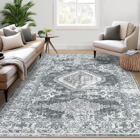 Washable Runner Rug 2x6 Runner Boho Vintage Rug Non Slip Kitchen Rugs Floral Oriental Entryway Rug Soft Bathroom Rugs Stain Resistant Carpet for Bedroom Hallway Laundry 2'x6' Blue in Kuwait