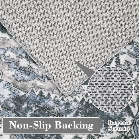 Washable Runner Rug 2x6 Runner Boho Vintage Rug Non Slip Kitchen Rugs Floral Oriental Entryway Rug Soft Bathroom Rugs Stain Resistant Carpet for Bedroom Hallway Laundry 2'x6' Blue in Kuwait