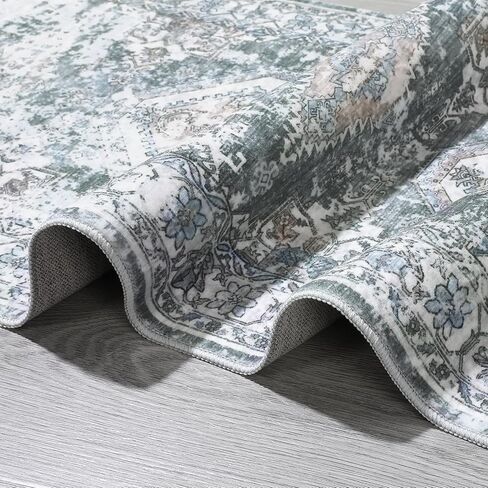 Washable Runner Rug 2x6 Runner Boho Vintage Rug Non Slip Kitchen Rugs Floral Oriental Entryway Rug Soft Bathroom Rugs Stain Resistant Carpet for Bedroom Hallway Laundry 2'x6' Blue in Kuwait