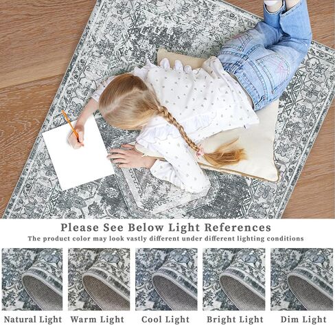 Washable Runner Rug 2x6 Runner Boho Vintage Rug Non Slip Kitchen Rugs Floral Oriental Entryway Rug Soft Bathroom Rugs Stain Resistant Carpet for Bedroom Hallway Laundry 2'x6' Blue in Kuwait