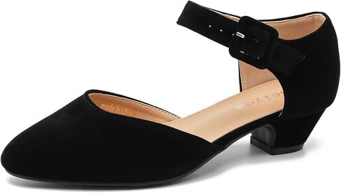 Women's Low Block Heels Ankle Buckle Strap Closed Toe Comfortable Chunky Heel Dress Work Pumps in Kuwait