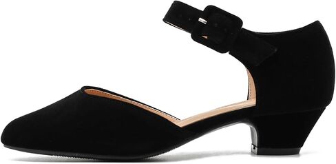 Women's Low Block Heels Ankle Buckle Strap Closed Toe Comfortable Chunky Heel Dress Work Pumps in Kuwait
