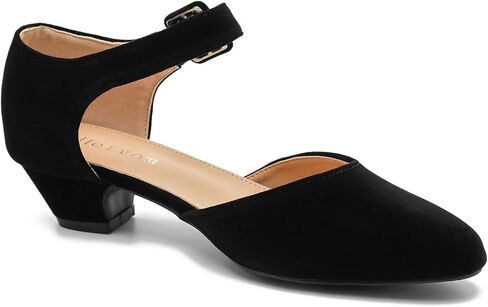 Women's Low Block Heels Ankle Buckle Strap Closed Toe Comfortable Chunky Heel Dress Work Pumps in Kuwait