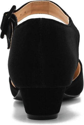 Women's Low Block Heels Ankle Buckle Strap Closed Toe Comfortable Chunky Heel Dress Work Pumps in Kuwait