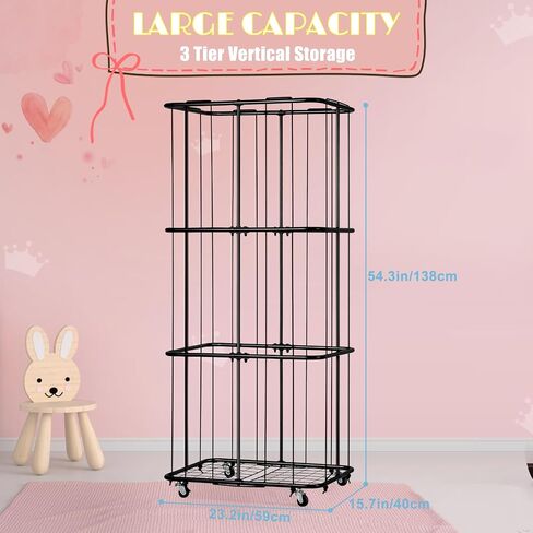 smusei Stuffed Animal Storage Plush Toy Organizer Rolling Stuffed Animal Holder Large Stuffed Animal Zoo Storage for Play Room Bedroom, Black in Saudi Arabia