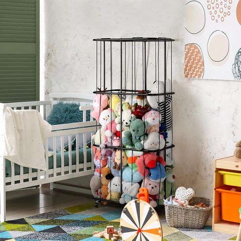 smusei Stuffed Animal Storage Plush Toy Organizer Rolling Stuffed Animal Holder Large Stuffed Animal Zoo Storage for Play Room Bedroom, Black in Saudi Arabia