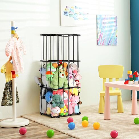 smusei Stuffed Animal Storage Plush Toy Organizer Rolling Stuffed Animal Holder Large Stuffed Animal Zoo Storage for Play Room Bedroom, Black in Saudi Arabia
