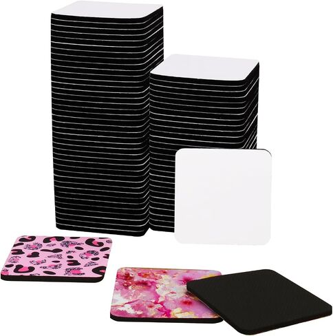 30 Pcs 4 x 4 Inch Square MDF Sublimation Coasters, Blanks MDF Sublimation Coasters, and Water-Resistant MDF Material with Non-Slip Cork Backing, Hardboard Cork Coasters by KUKLIPJIM in Saudi Arabia