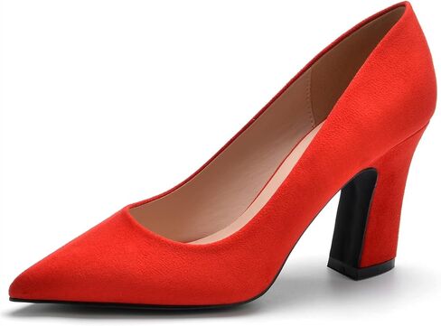 HHTCAL Closed Pointed Toe Chunky Block Heel Pumps High Heels for Women Sexy Elegant Formal Work Office Ladies Dress Shoes in Kuwait