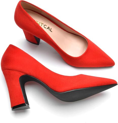 HHTCAL Closed Pointed Toe Chunky Block Heel Pumps High Heels for Women Sexy Elegant Formal Work Office Ladies Dress Shoes in Kuwait