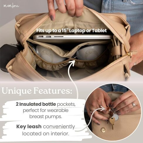 Vegan Leather breast pump bag with cooler, Breast milk cooler travel bag, Compatible with Spectra S1 S2, Pumping bag, Wearable breast pump bag, Breast pump backpack with cooler in Saudi Arabia