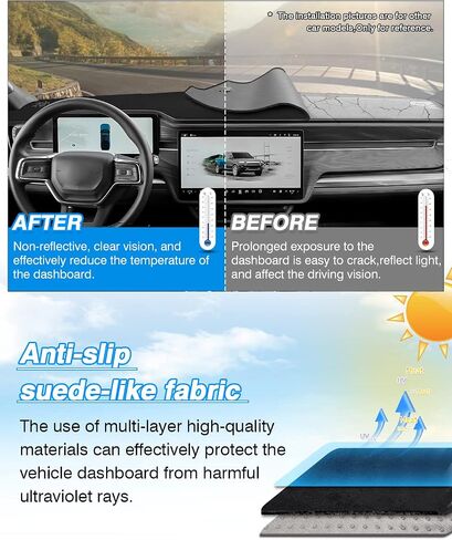 Cartist Dash Cover Compatible with 2022 2023 2024 2025 Rivian R1T Dashboard Cover Mat for rivian r1t Accessories Non-Slip Carpet Sunshield Anti-Glare (Polyester Material) in Saudi Arabia