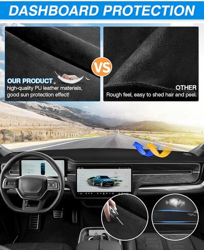 Cartist Dash Cover Compatible with 2022 2023 2024 2025 Rivian R1T Dashboard Cover Mat for rivian r1t Accessories Non-Slip Carpet Sunshield Anti-Glare (Polyester Material) in Saudi Arabia