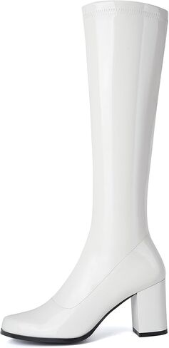 CKSNDLF Women's Knee High Go Go Boots Square Toe Slouch Boots Side Zipper Ladies Party Dance Shoes in Saudi Arabia
