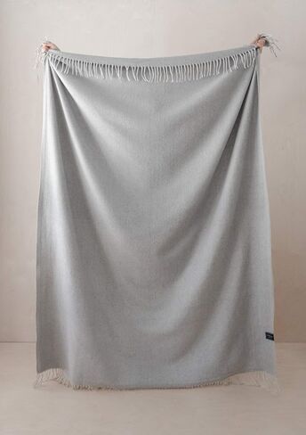 The Tartan Blanket Co. Recycled Wool Blanket Herringbone Silver (59" x 75") in Saudi Arabia