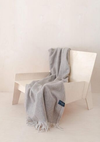The Tartan Blanket Co. Recycled Wool Blanket Herringbone Silver (59" x 75") in Saudi Arabia
