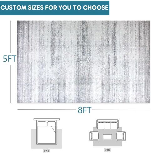 Modern Abstract Geometric Area Rug 8' x 10', Non-Shedding Grey Floor Carpet for Living Room,Bedroom,Dining Room in Saudi Arabia