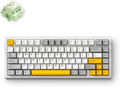 G75 Pro Wireless Mechanical Keyboard, 75% Layout, Gasket Mounted, 5 Layers Dampening,RGB Backlit, 2.4GHz/BT/Wired Tri-Mode, Hot Swappable (Grey, Matcha Latte) in Saudi Arabia