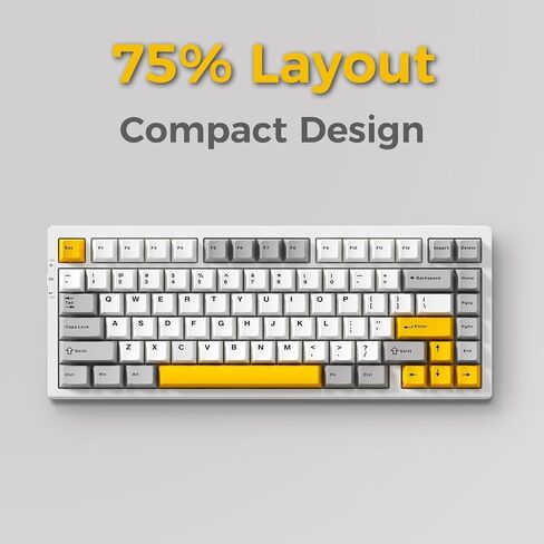 G75 Pro Wireless Mechanical Keyboard, 75% Layout, Gasket Mounted, 5 Layers Dampening,RGB Backlit, 2.4GHz/BT/Wired Tri-Mode, Hot Swappable (Grey, Matcha Latte) in Saudi Arabia