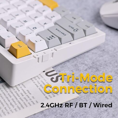G75 Pro Wireless Mechanical Keyboard, 75% Layout, Gasket Mounted, 5 Layers Dampening,RGB Backlit, 2.4GHz/BT/Wired Tri-Mode, Hot Swappable (Grey, Matcha Latte) in Saudi Arabia
