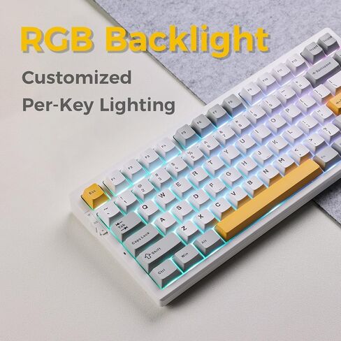 G75 Pro Wireless Mechanical Keyboard, 75% Layout, Gasket Mounted, 5 Layers Dampening,RGB Backlit, 2.4GHz/BT/Wired Tri-Mode, Hot Swappable (Grey, Matcha Latte) in Saudi Arabia