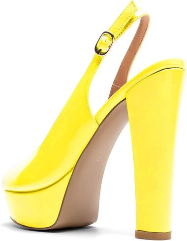 Mettesally Women's Peep Toe Sandals Chunky Platform Heeled Pumps Slingback Heels Summer Dress Shoes in Kuwait
