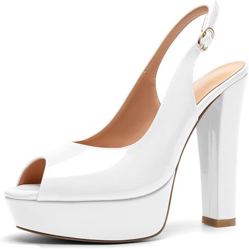 Mettesally Women's Peep Toe Sandals Chunky Platform Heeled Pumps Slingback Heels Summer Dress Shoes in Kuwait