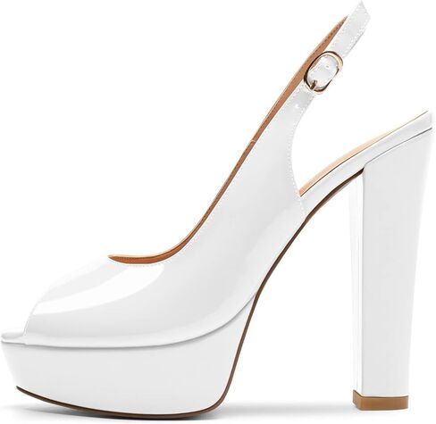 Mettesally Women's Peep Toe Sandals Chunky Platform Heeled Pumps Slingback Heels Summer Dress Shoes in Kuwait